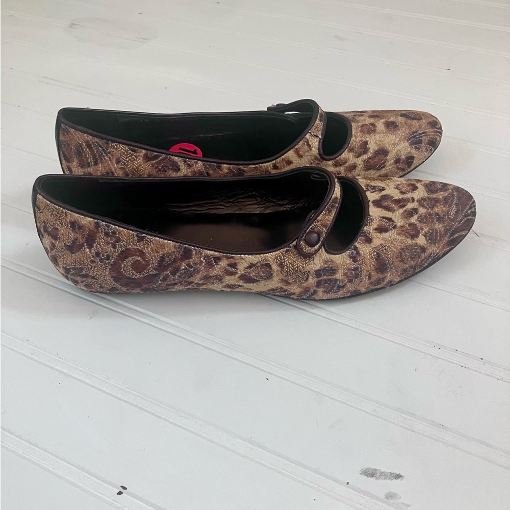 Donald J Pilner Leopard Print Mary Jane Flats